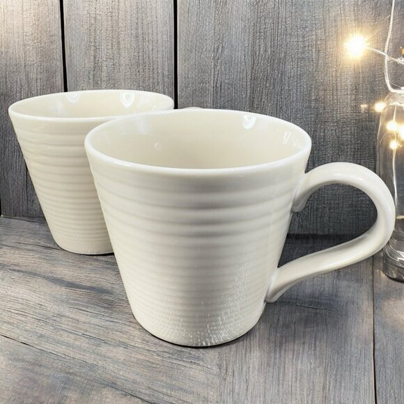 Royal Doulton Gordon Ramsay Maze Coffee Cup Mug Beige Brown Set 2 Mugs Cups VTG - Picture 2 of 13